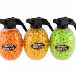 6 mm-es gumigolyók pisztolyhoz gránát alakú tartályban (800 db, 3 szín)