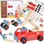 129 darabos kreatív játékkészlet fa építőelemekből