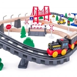 Fából készült vasútpálya elemes mozdonyával, 80 darab