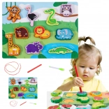 Fa mágneses kirakós állatfigurákkal zsinórral