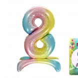 Szivárványos 8-as számú fózli lufi 80 cm