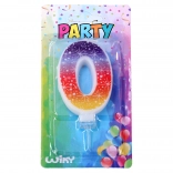 Parti gyertya 0 számmal és csillagokkal