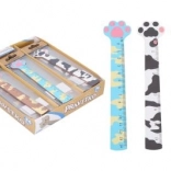 Fa vonalzó macskamancs mintával, 13 cm