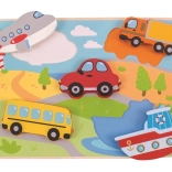 BIGJIGS TOYS fa bedugós puzzle – közlekedési eszközök