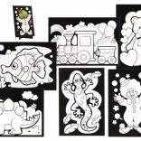 Kapargatós kép 6 db színes + 6 db tartó dobozban 19x22x6,5 cm