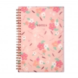 Rózsaszín virágmintás jegyzetfüzet A5