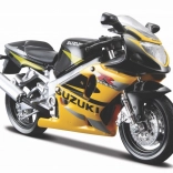 Suzuki GSX-R600 motorkerékpár modell talapzattal 1/18