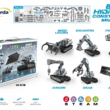 6 az 1-ben építőkészlet munkagépekhez vízhidraulikus meghajtással, 223 alkatrész, 8+ éveseknek