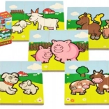 Fa puzzle – Az első állatkáim: farm, 6 db 3 részes puzzle