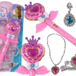 interaktív varázspálca csillagprojektorral és tündér kiegészítőkkel, rózsaszín