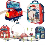 woopie elektromos vonatpálya 2 az 1-ben, bőröndbe hajtogatható, 87 elem, 3,5 m hossz