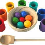 2Kids Toys szivárvány golyók és csészék – montessori készlet 7 színben