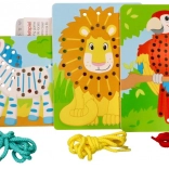 Goki fa befűzős játékok - Papagáj, Oroszlán és Zebra