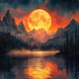 Gyémánt festés Arany hold a hegyekben 30x40cm