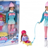 ANLILY anya és lánya szánkón – téli babaszett szánkóval