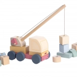 Cubika pasztell autódaru mágnessel – fa kirakó 14 darab