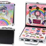 Kozmetikai készlet bőröndben szemhéjpúderekkel, glitterekkel és lakkokkal – fekete