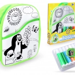 Színezhető hátizsák Kisvakond zöld alappal 30 cm + 8 filc