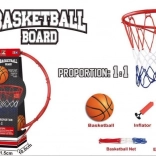 Fém kosárlabdagyűrű 1:1 hálóval, labdával és pumpával