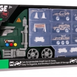 katonai tároló teherautó csúszdával, kisautókkal és tartozékokkal