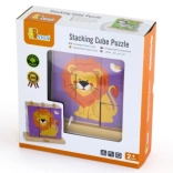 Viga safari felhúzható kockák – fa kockák gyerekeknek, 9 kocka