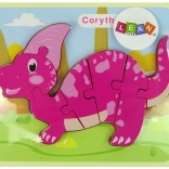 Fa puzzle dinoszaurusz Corythosaurus rózsaszín és Spinosaurus lila