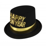 Fekete újévi kalap arany szegéllyel Happy New Year