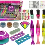 Nagy körömmatrica- és festőkészlet Nail Pens Glitter Stickers Lamp