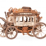 Fa mechanikus zenélő doboz – postakocsi 3D puzzle