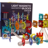 Mágneses világító építőkészlet – golyópálya, 228 darab