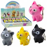 Cicás kulcstartó LED zseblámpával és hanggal, vegyes színek