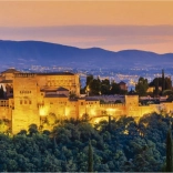 Panorámaképes puzzle Naplemente Alhambra, Granada 1000 darab