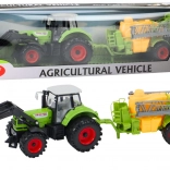 Traktor rakodóval és permetezővel zöld