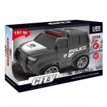 Rendőrautó lendkerekes effektekkel, fekete 22,5 cm