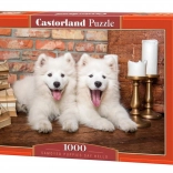 Puzzle 1000 db Samoyed Kiskutyák Köszönnek