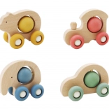 Fa autó állatkával és golyóval