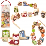 Fából készült fűzős erdei állatkák, 13 db – Classic World