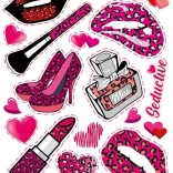 Nagy lap gyermek vasalható matricák rózsaszín színben