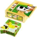 Babu képes kockák – háziállatok – 9 kocka fából készült dobozban