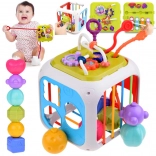 Oktató aktivitáskocka formaillesztővel és csengőkkel