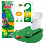 Szórakoztató WC-golf készlet szőnyeggel, putterrel és labdákkal