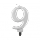 Ezüst tortagyertya 9-es szám
