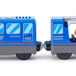 Személyvonat mozdonyvezetővel és utasokkal, elemmel működő