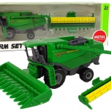Zöld kombájn kiegészítő egységgel – játék gyerekeknek