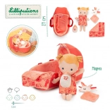 Lilliputiens – baba Lena kosárban puha rongyival és cumisüveggel, 12 hó+