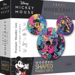 Kétoldalas fa puzzle TREFL Wood Craft Origin Mickey Mouse, 505 darab