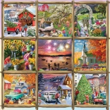 Négyzet alakú puzzle Kollázs Tavasz, Nyár, Ősz, Tél 1000 darab