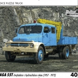 Retro Autók Puzzle TRUCK Praga S5T dupla fülkével, hidraulikus karral, 40 darab