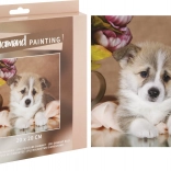 Gyémántfestés cuki kiskutyával 20 × 20 cm