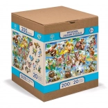 Fa puzzle 2 az 1-ben Állatos képeslap WOODEN CITY, 505 darab